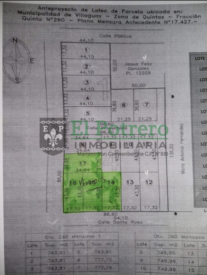 Loteo zona noroeste